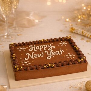 8"x11" Chocolate Cake (With Happy New Year Wording)
