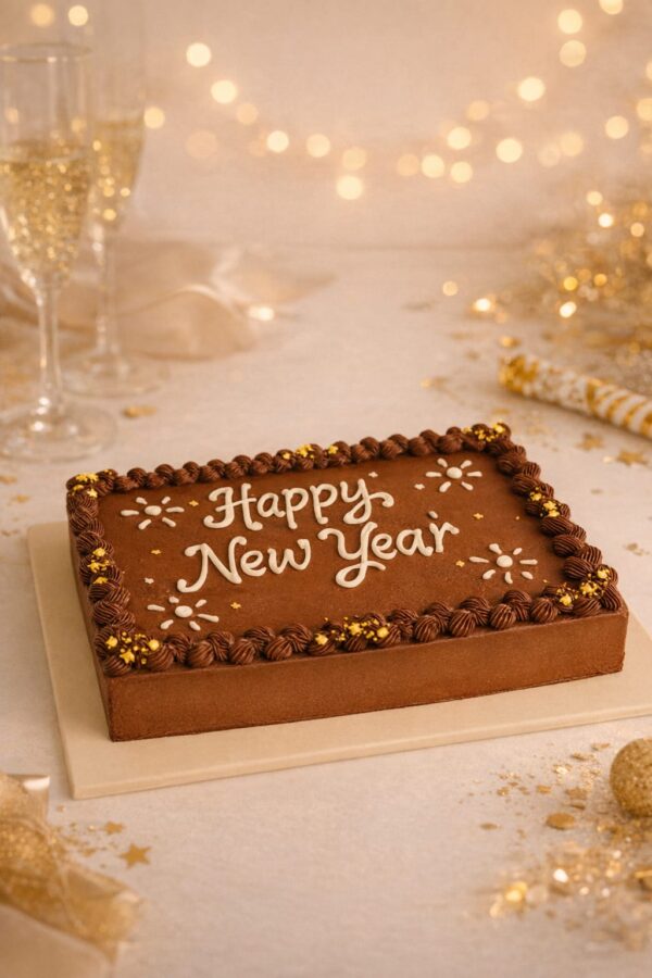 8"x11" Chocolate Cake (With Happy New Year Wording)